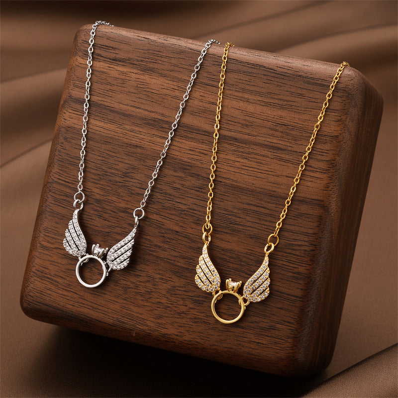 Simple & Elegant Titanium Steel Angel Necklace Pendant Fashion Jewellery Gift UK