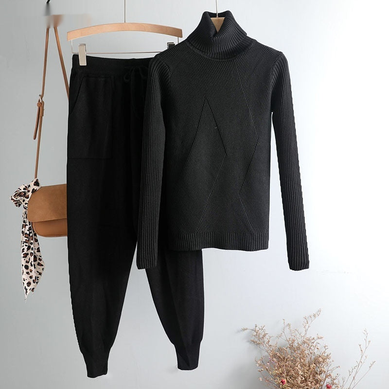 Sweater Casual Suit Pants Female Autumn And Winter Thick Thermal Knitting