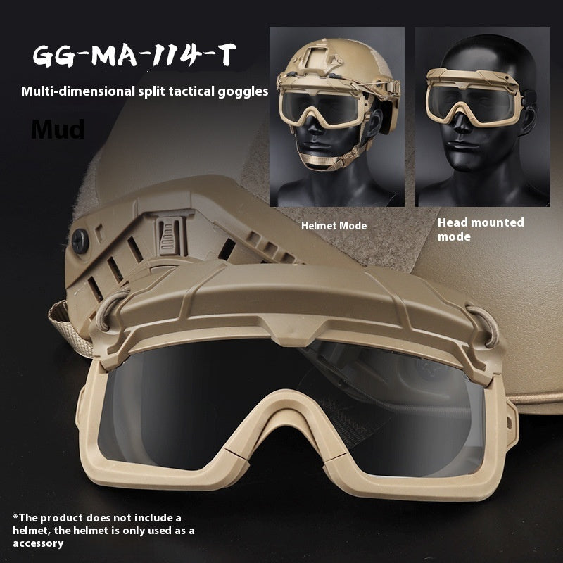 Multi-dimensional Split Tactical Outdoor Goggles Two Use Modes Solid Color Version