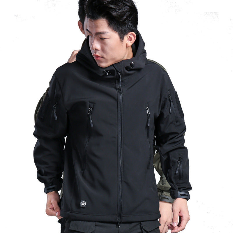 Men's Tactical Shell Jacket Fleece Windproof Rainproof Outdoor Sports Jacket