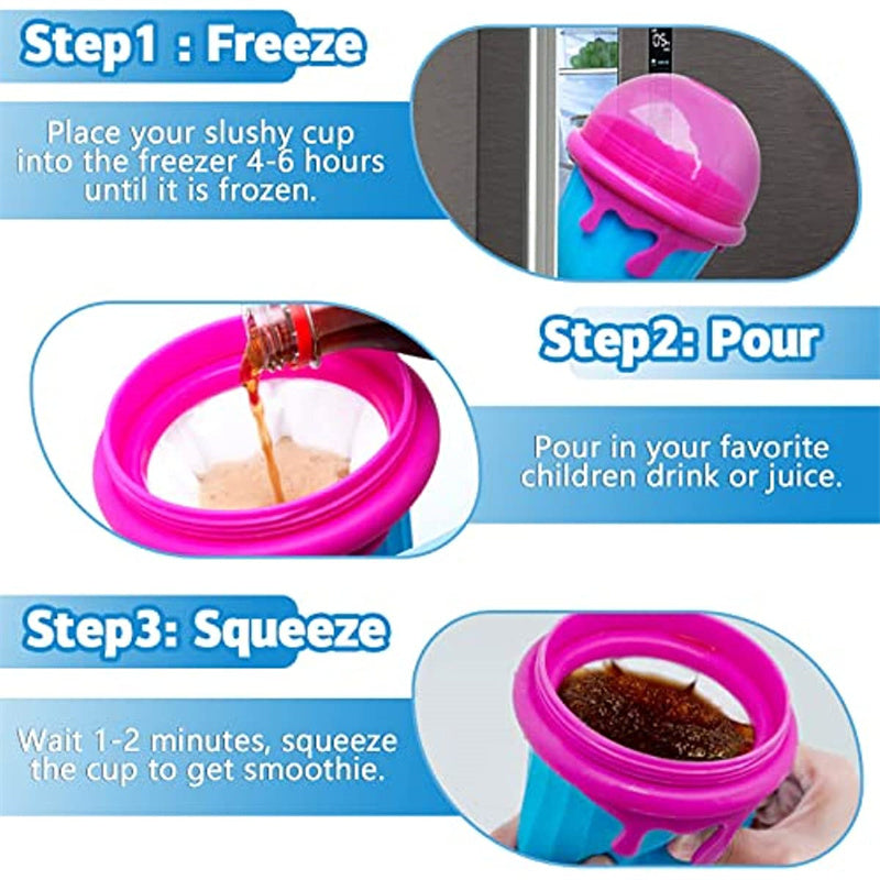 500ml Large Capacity Slushy Cup Summer Squeeze Homemade Juice Water Bottle Quick-Frozen Smoothie Sand Cup Pinch Fast Cooling Magic Ice Cream Slushy Maker Beker Kitchen Gadgets - TRENDING