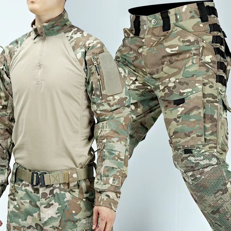 Mens Combat Waterproof Warm Hooded Jacket Outdoor Tactical Coat PANT Snow Suit Training Wear - Hiking Hunting Fishing Mountaineering combat Tracksuit- Camouflage Suit Men's Frog Clothing Long Sleeve