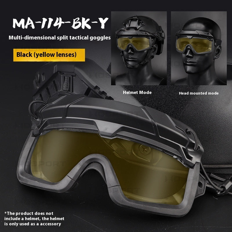 Multi-dimensional Split Tactical Outdoor Goggles Two Use Modes Solid Color Version