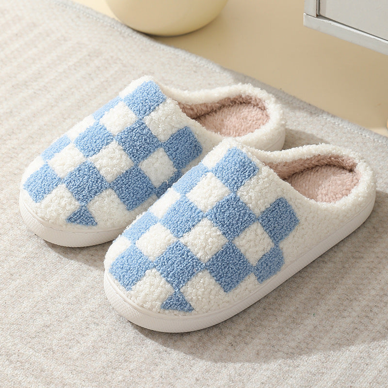 Checkerboard Print SUEDE Winter Slippers - Men’s / Women’s snow boots - Winter House Shoes Men And Women Couple Home Floor Warm Cotton Slippers - Best Christmas Present for Him & Her - wool sandals - Free delivery