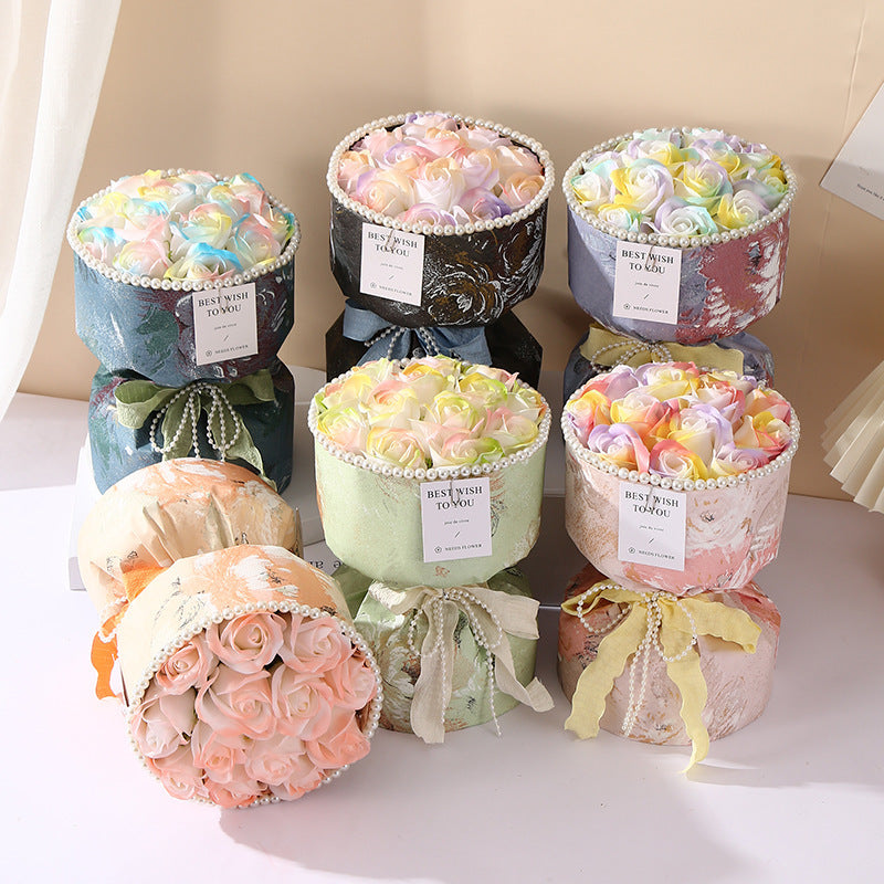 Hot selling - premium Collections Handcrafted Pretty Soap Rose Flowers Bouquet - Finished Product - Best Gift for any occasion