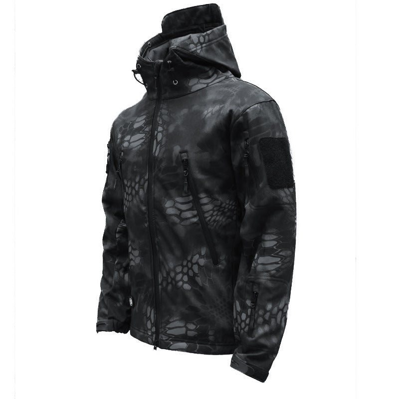 Men's Tactical Shell Jacket Fleece Windproof Rainproof Outdoor Sports Jacket