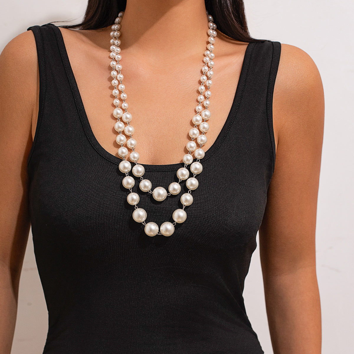 Fashion Sense  Pearl Twin Clavicle Chain Tassel