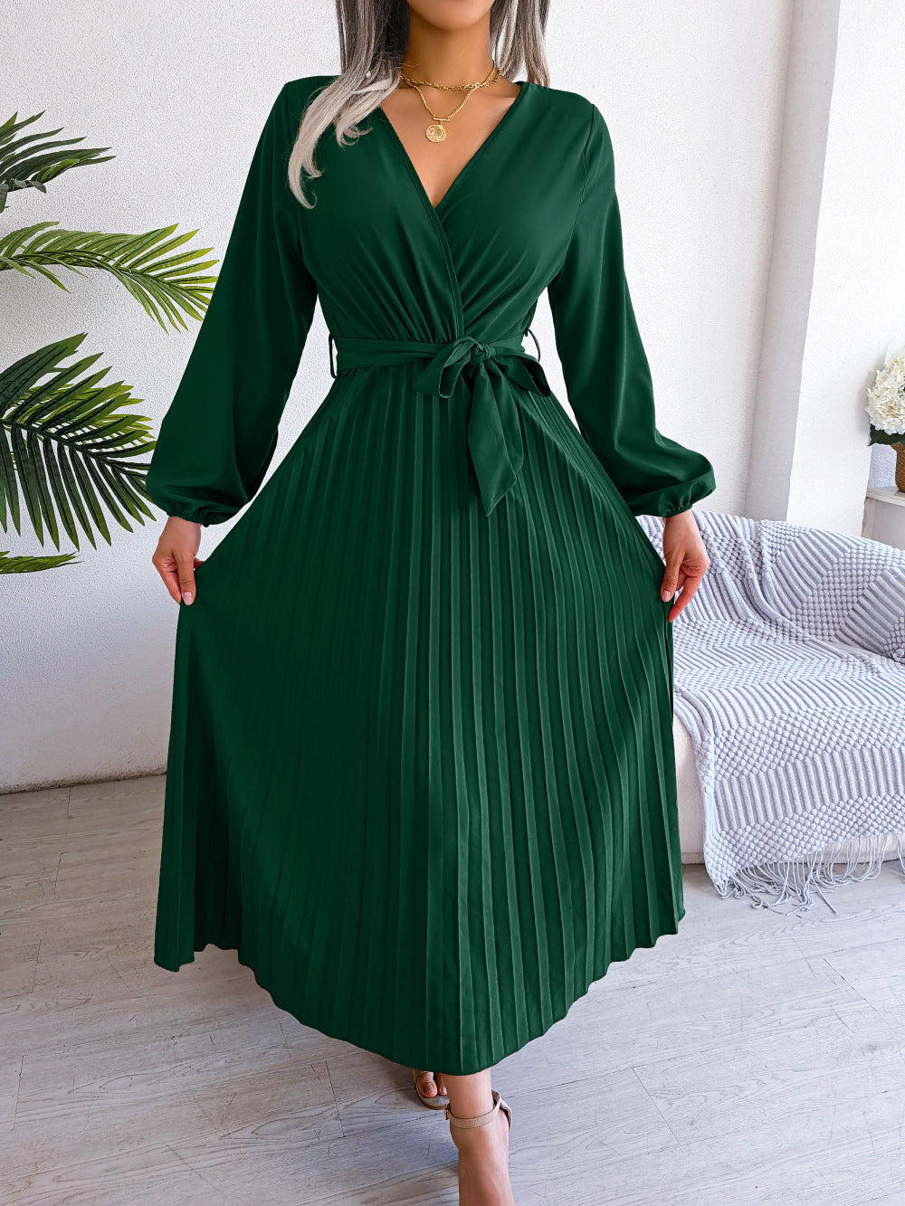 Trending Latest Fashion Elegant Cross Pleated Maxi wrap Dress - best Christmas evening party outfit - Mega sale - Christmas special - winter sale