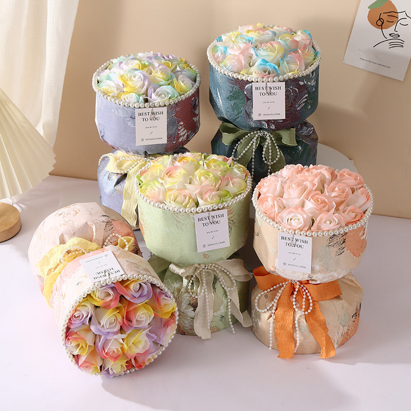 Hot selling - premium Collections Handcrafted Pretty Soap Rose Flowers Bouquet - Finished Product - Best Gift for any occasion