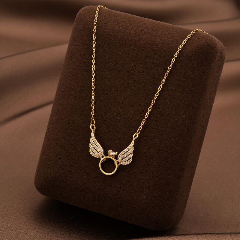 Simple & Elegant Titanium Steel Angel Necklace Pendant Fashion Jewellery Gift UK