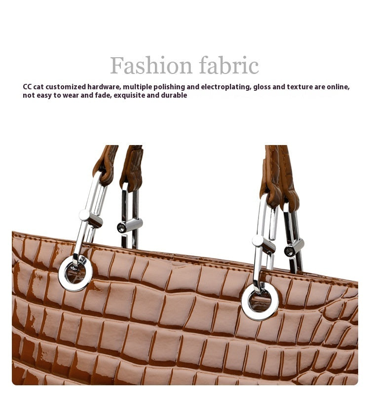 Cowhide Bag Women's Large Capacity crocodile skin Genuine Leather Handbag shoulder chain strap bag Tote