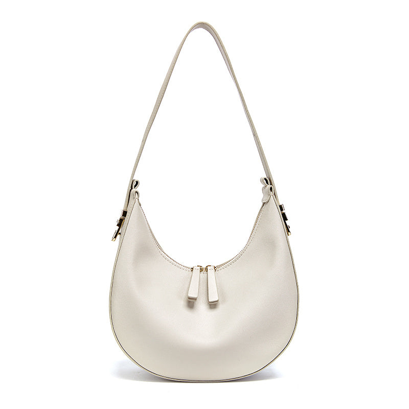 Genuine Leather White Half Moon Crescent Shoulder Messenger Hobo Tote Clutch Bag - Trending Fashion designer bag - Free UK USA deliveries 🚚 available please DM